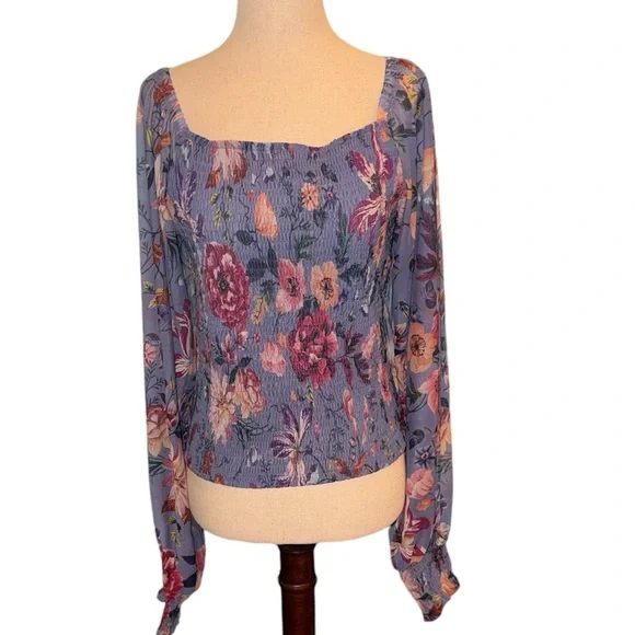 Anthropologie Ruched Bodice Floral Top - Picture 1 of 5